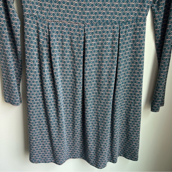 Boden Navy & White Geo Floral Empire Waist Dress Jersey Knit Stretch UK12/US8 - Picture 4 of 12